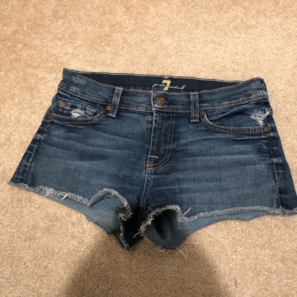 7 For All Mankind Shorts Dark Wash Distressed